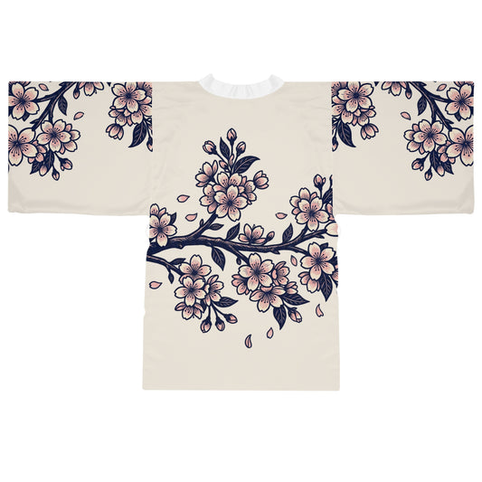 Cherry Blossom Kimono Robe — Floral Long Sleeve Lounge Kimono