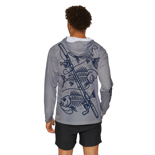Fishing Rod Skeleton Fish Hoodie – Men's Lightweight Sports Warmup Pullover