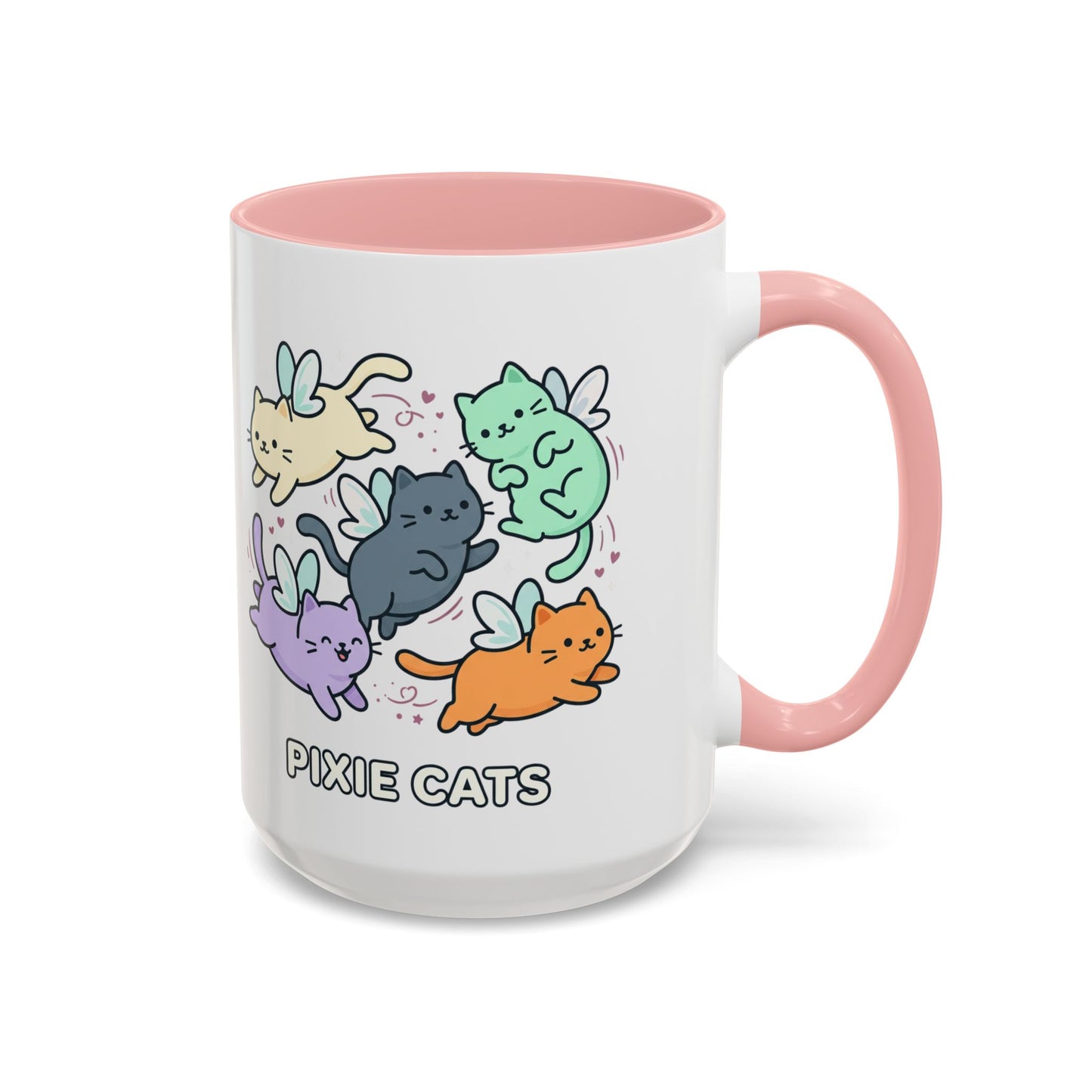 Pixie Cats Accent Coffee Mug — Cute Flying Kitten Illustration (11/15 oz)