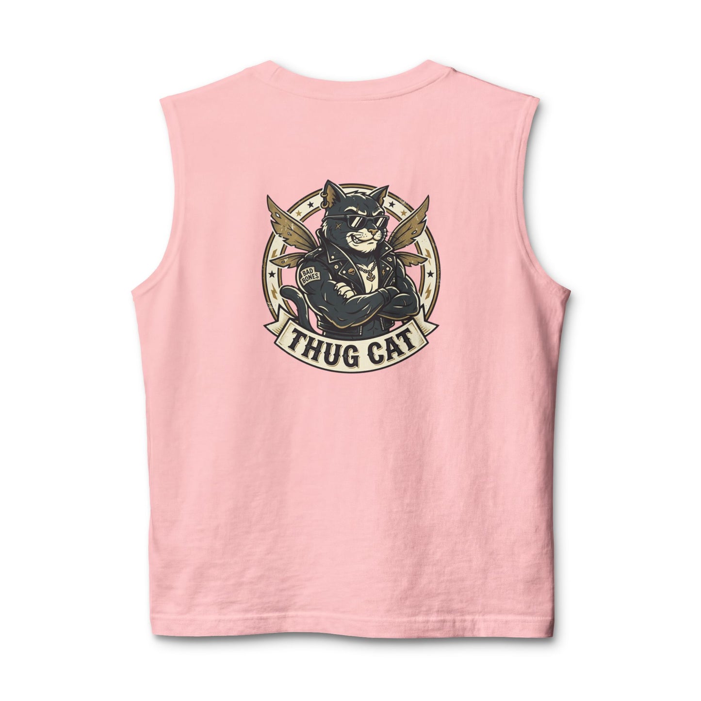 Thug Cat Muscle Tank — Retro Badass Cat Graphic Tank Top
