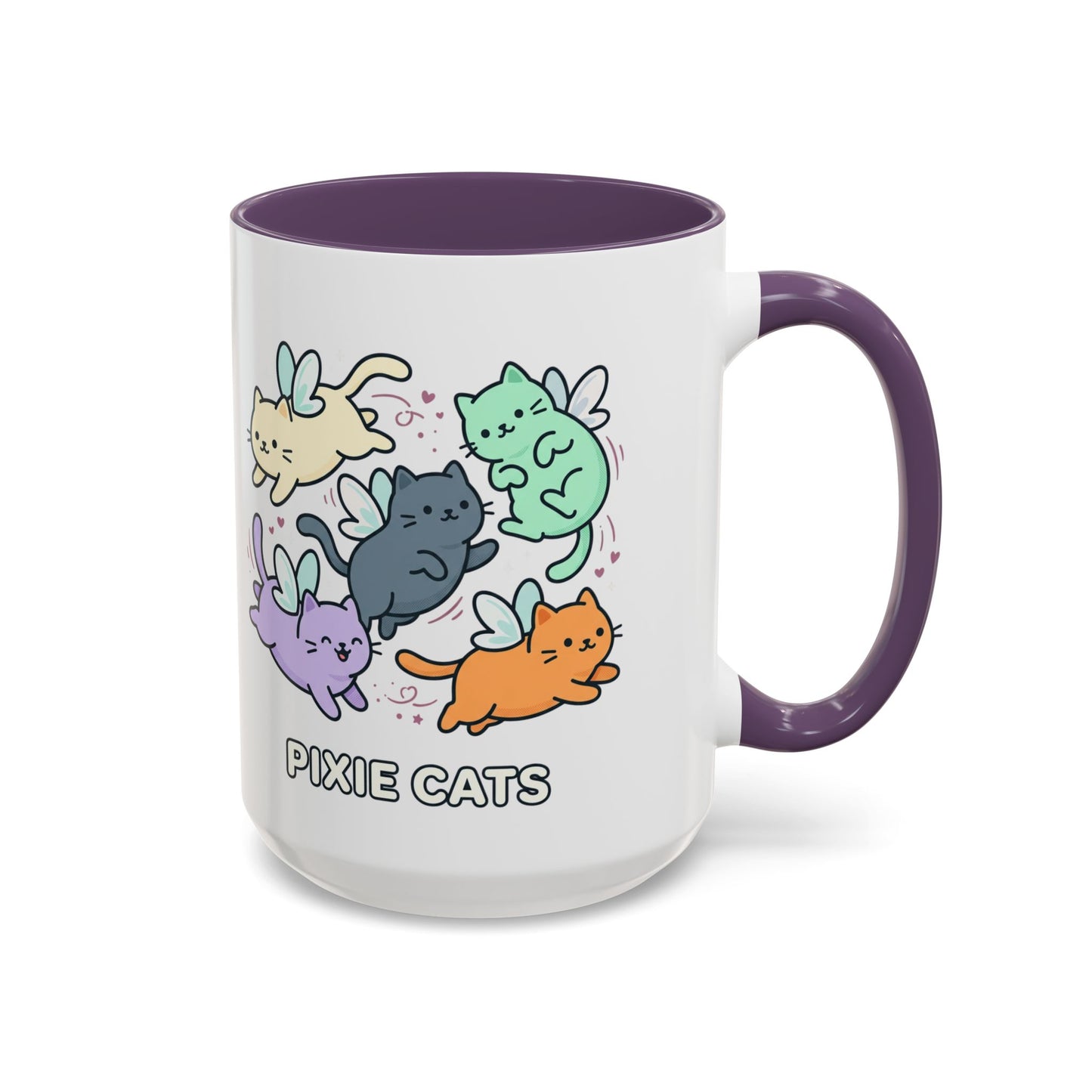 Pixie Cats Accent Coffee Mug — Cute Flying Kitten Illustration (11/15 oz)