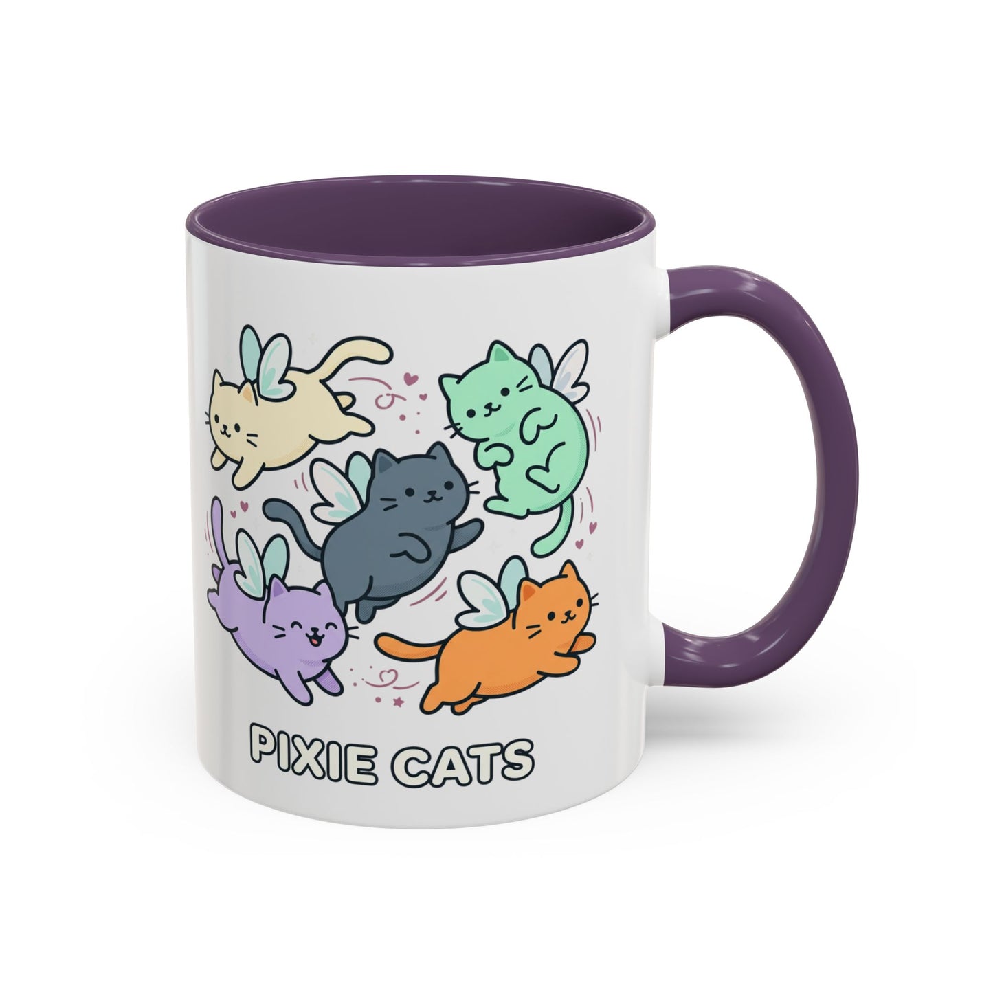 Pixie Cats Accent Coffee Mug — Cute Flying Kitten Illustration (11/15 oz)