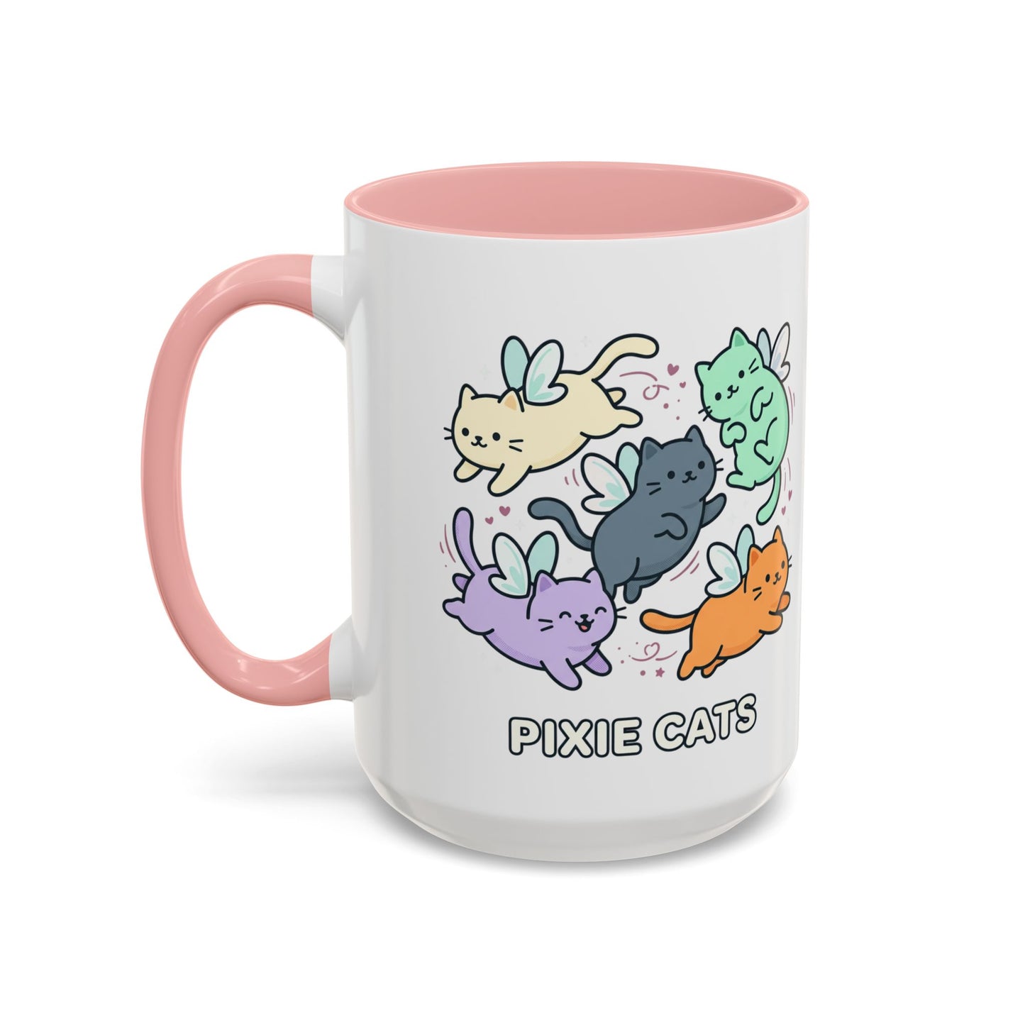 Pixie Cats Accent Coffee Mug — Cute Flying Kitten Illustration (11/15 oz)