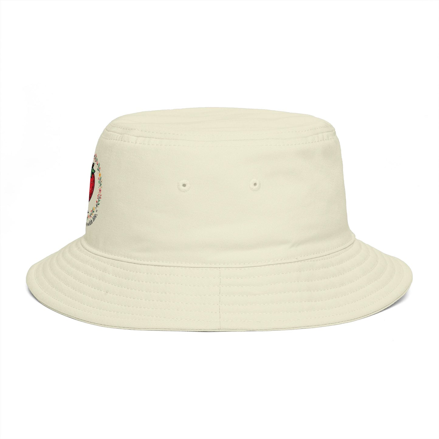 Strawberry in Love Bucket Hat — Cute Floral Fruit Graphic Sun Hat