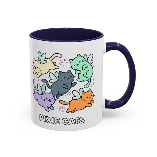 Pixie Cats Accent Coffee Mug — Cute Flying Kitten Illustration (11/15 oz)