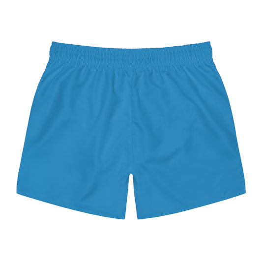 Blue Swim Trunks with Cute Koi Fish Embroidery — Men's Beach Shorts