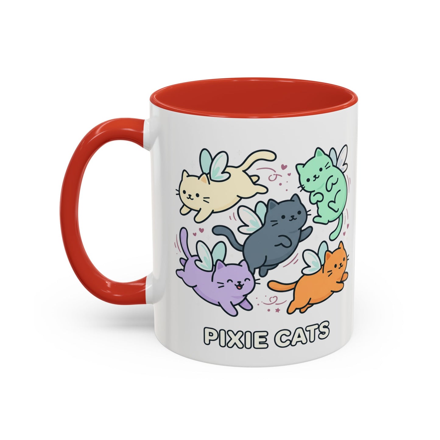 Pixie Cats Accent Coffee Mug — Cute Flying Kitten Illustration (11/15 oz)