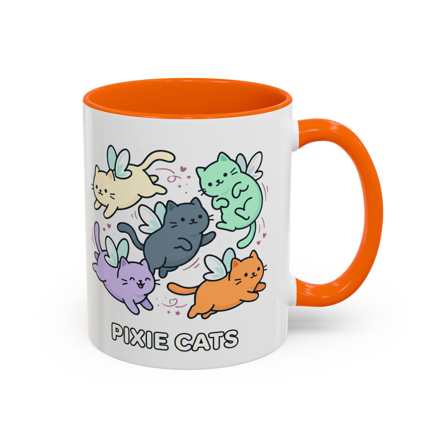 Pixie Cats Accent Coffee Mug — Cute Flying Kitten Illustration (11/15 oz)