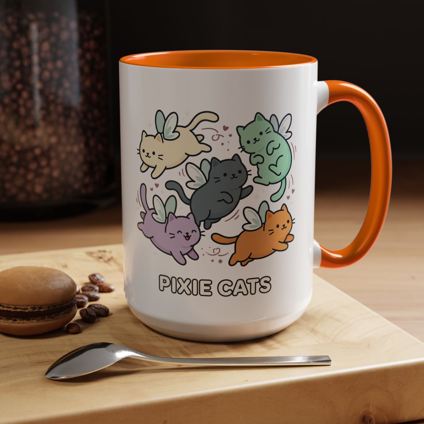 Pixie Cats Accent Coffee Mug — Cute Flying Kitten Illustration (11/15 oz)