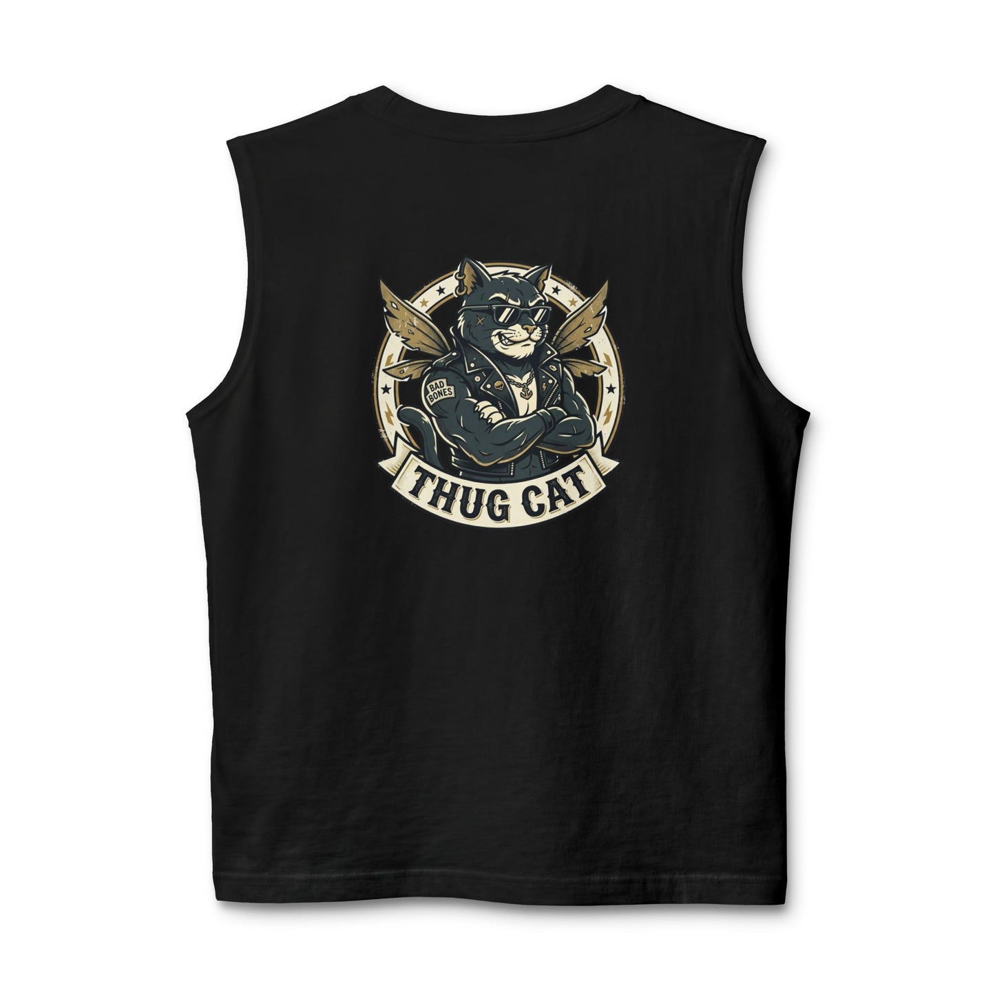 Thug Cat Muscle Tank — Retro Badass Cat Graphic Tank Top