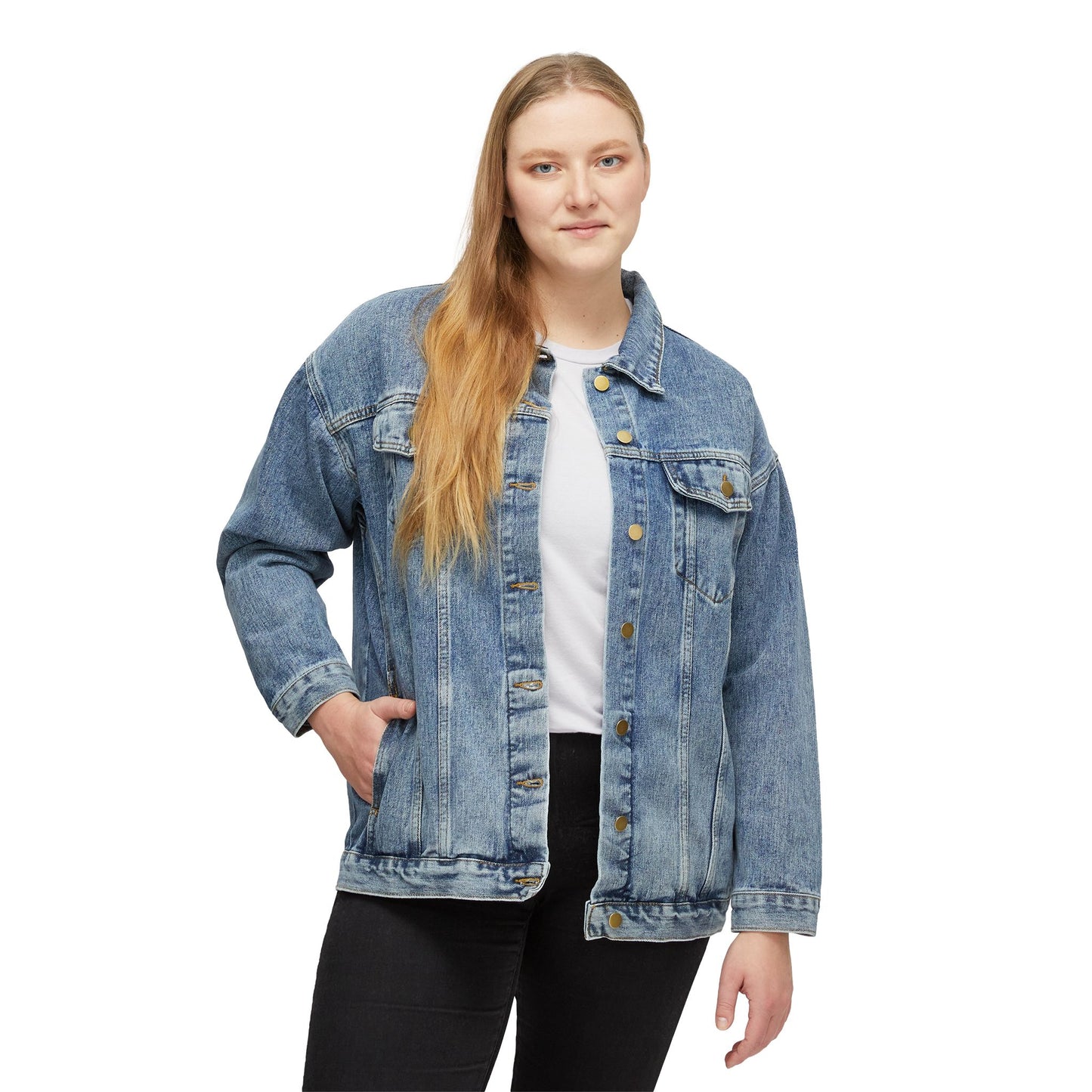 Women's Denim Jacket — Cute Duck 'In My Bloom' Floral Back Print
