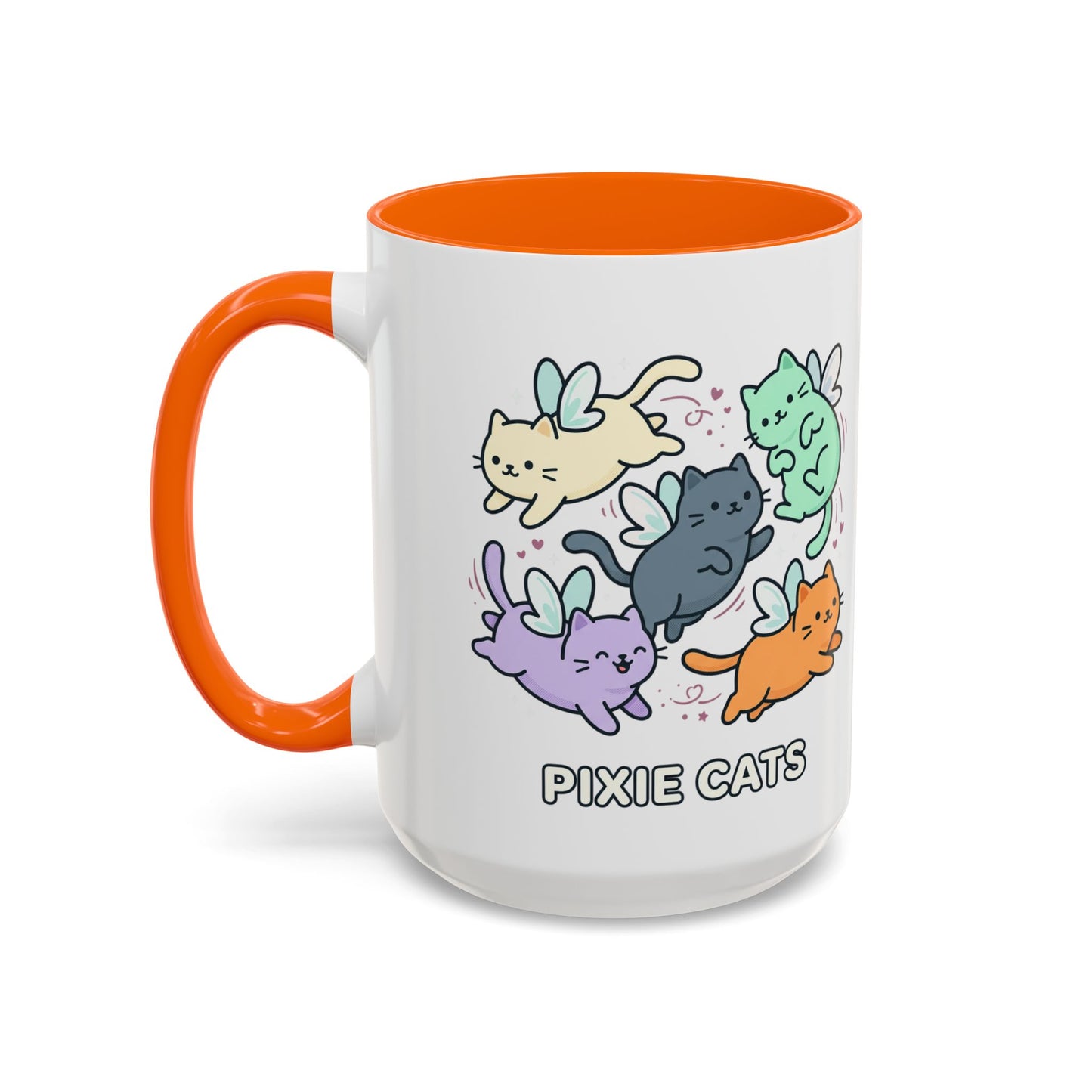 Pixie Cats Accent Coffee Mug — Cute Flying Kitten Illustration (11/15 oz)