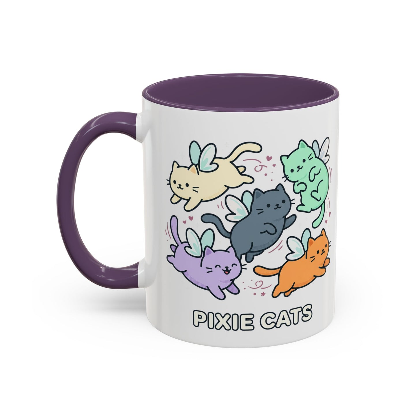 Pixie Cats Accent Coffee Mug — Cute Flying Kitten Illustration (11/15 oz)