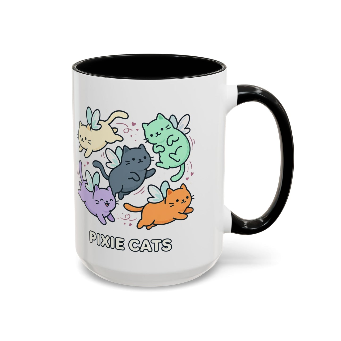 Pixie Cats Accent Coffee Mug — Cute Flying Kitten Illustration (11/15 oz)