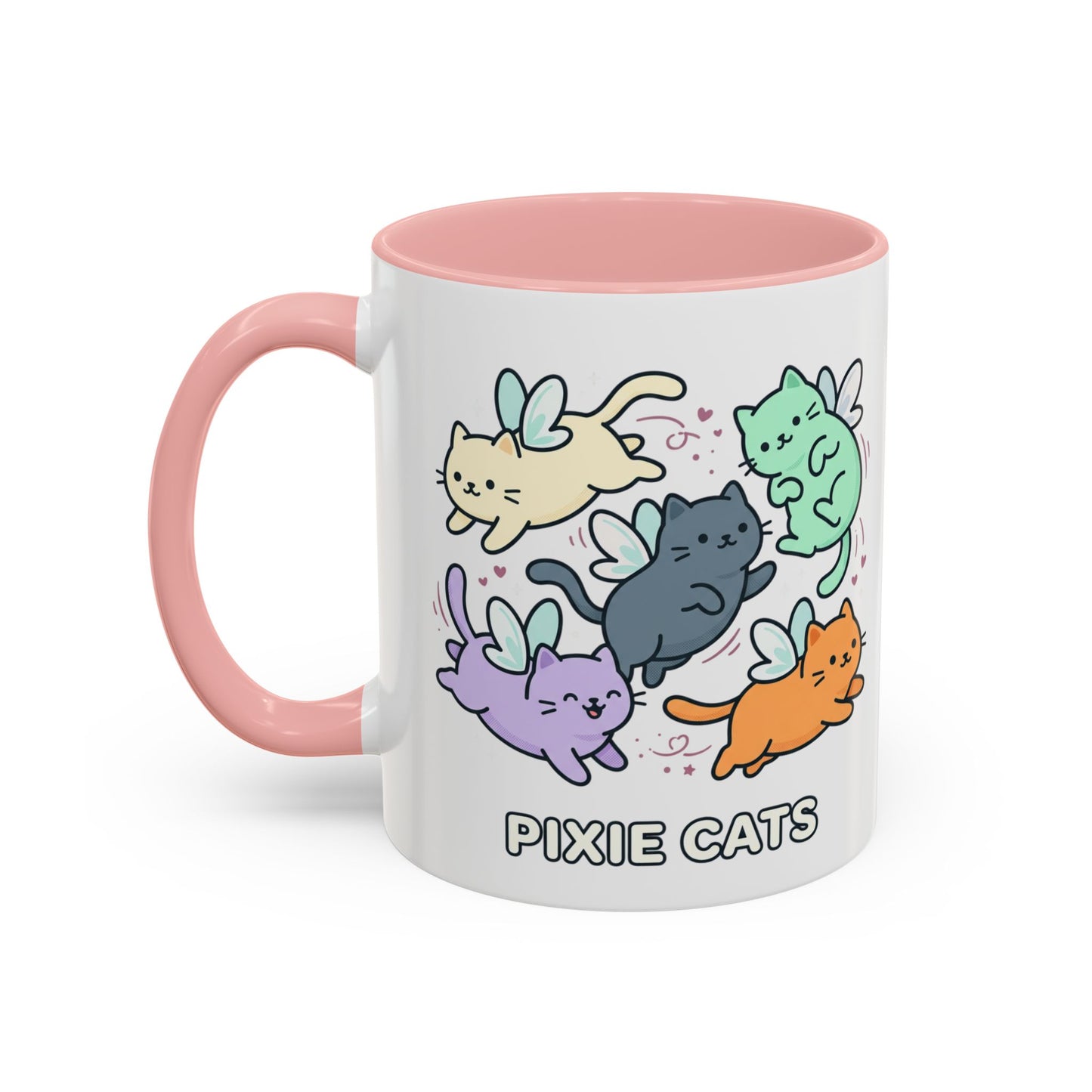 Pixie Cats Accent Coffee Mug — Cute Flying Kitten Illustration (11/15 oz)