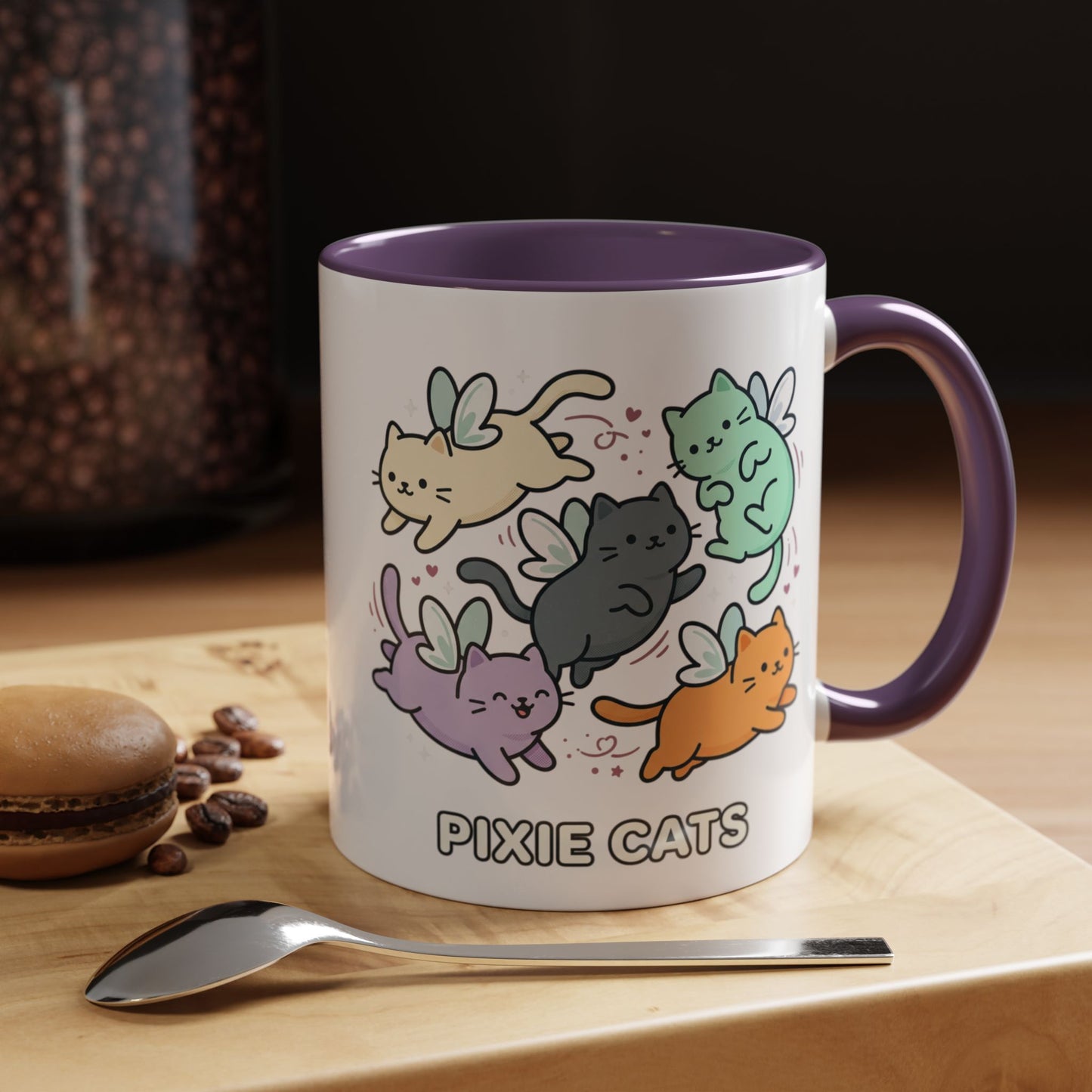Pixie Cats Accent Coffee Mug — Cute Flying Kitten Illustration (11/15 oz)