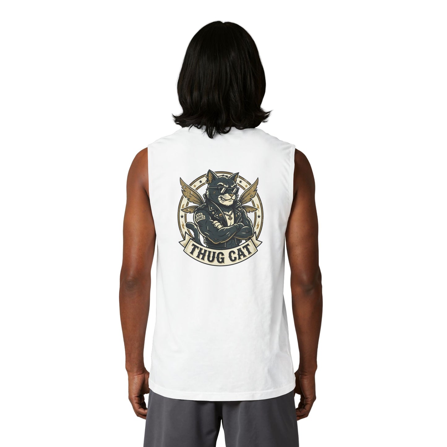 Thug Cat Muscle Tank — Retro Badass Cat Graphic Tank Top