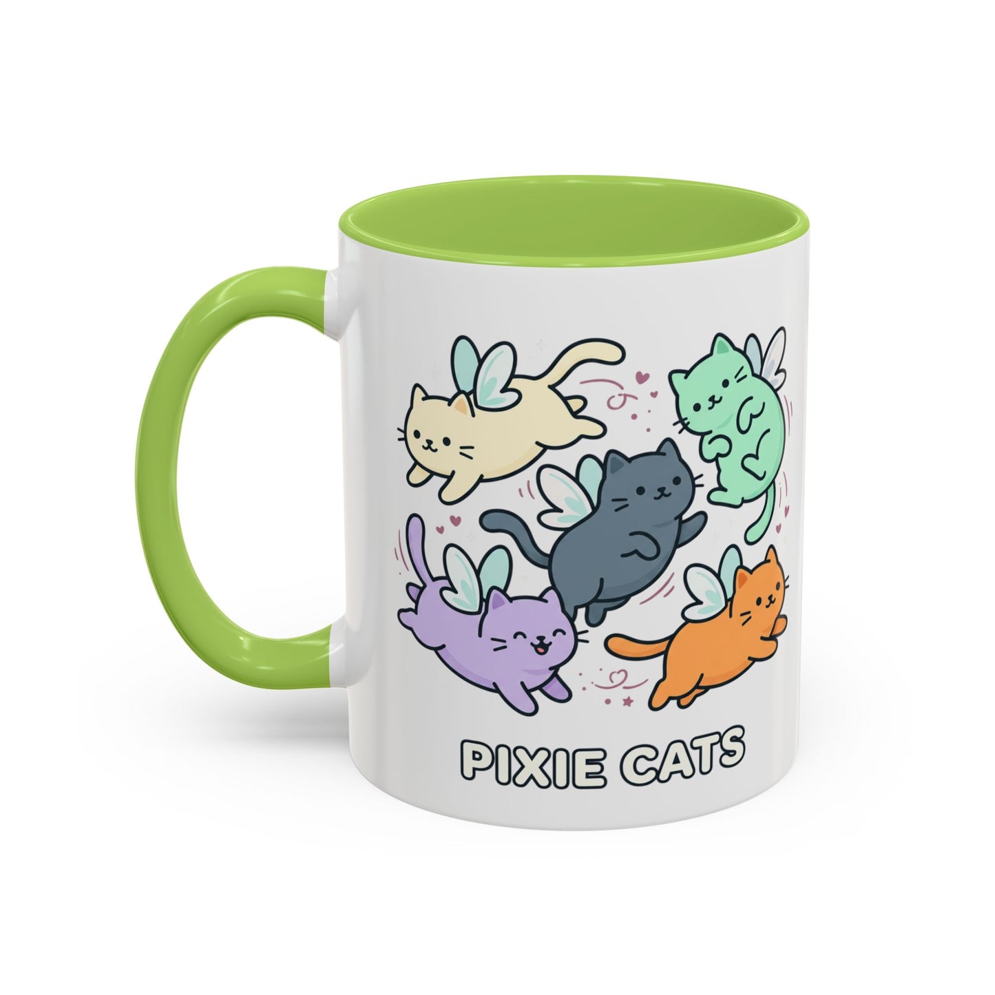 Pixie Cats Accent Coffee Mug — Cute Flying Kitten Illustration (11/15 oz)