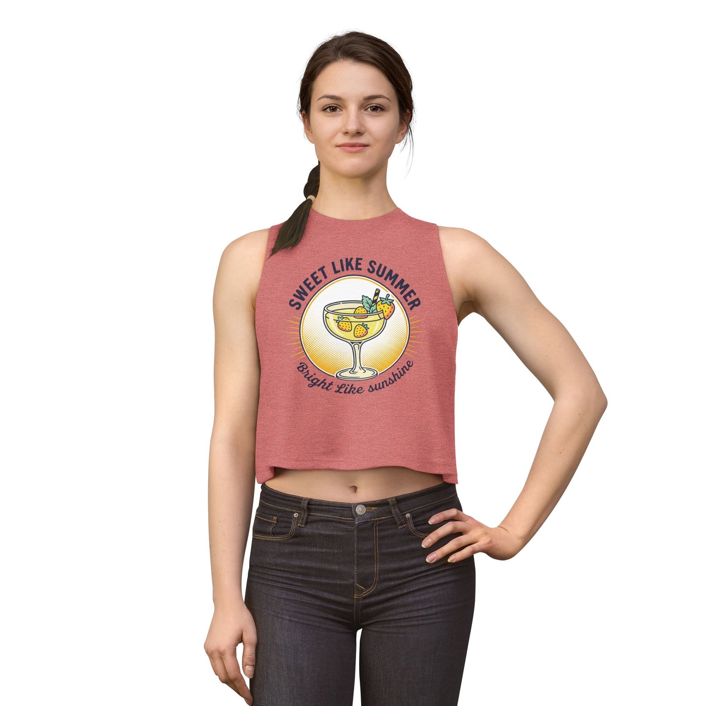 Crop Top — "Sweet Like Summer, Bright Like Sunshine" Lemon Cocktail Graphic