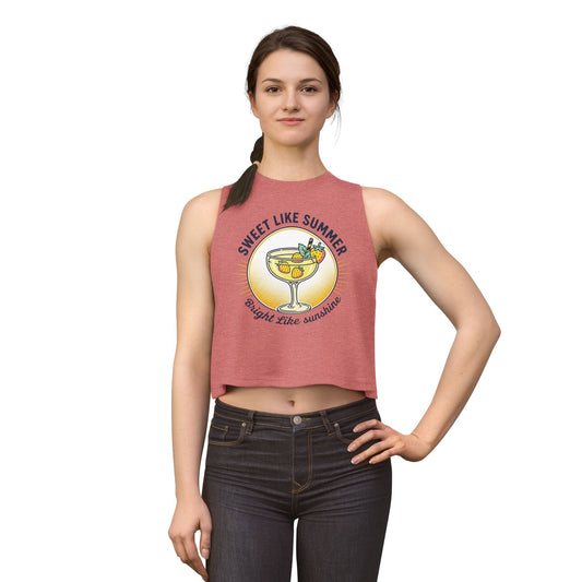 Crop Top — "Sweet Like Summer, Bright Like Sunshine" Lemon Cocktail Graphic