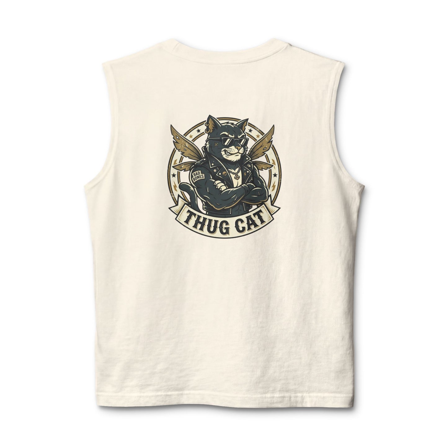 Thug Cat Muscle Tank — Retro Badass Cat Graphic Tank Top