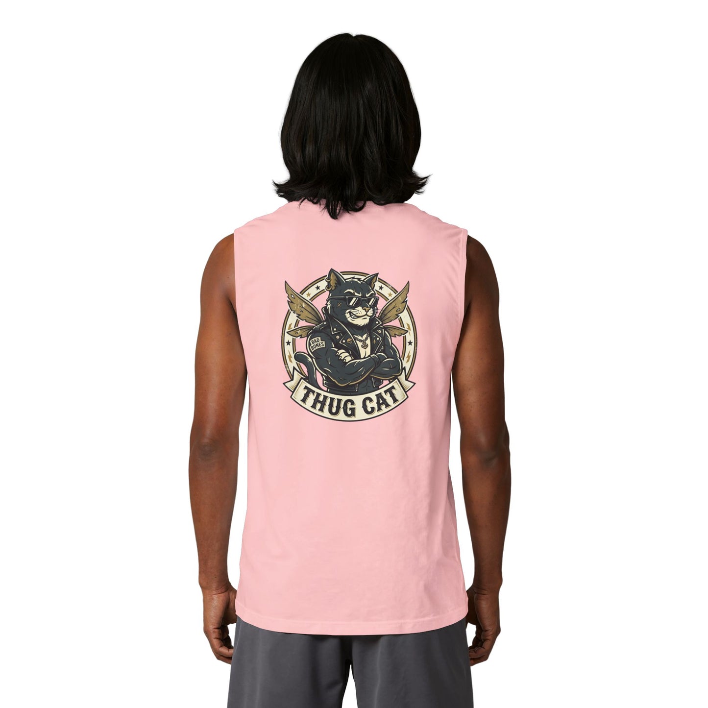 Thug Cat Muscle Tank — Retro Badass Cat Graphic Tank Top