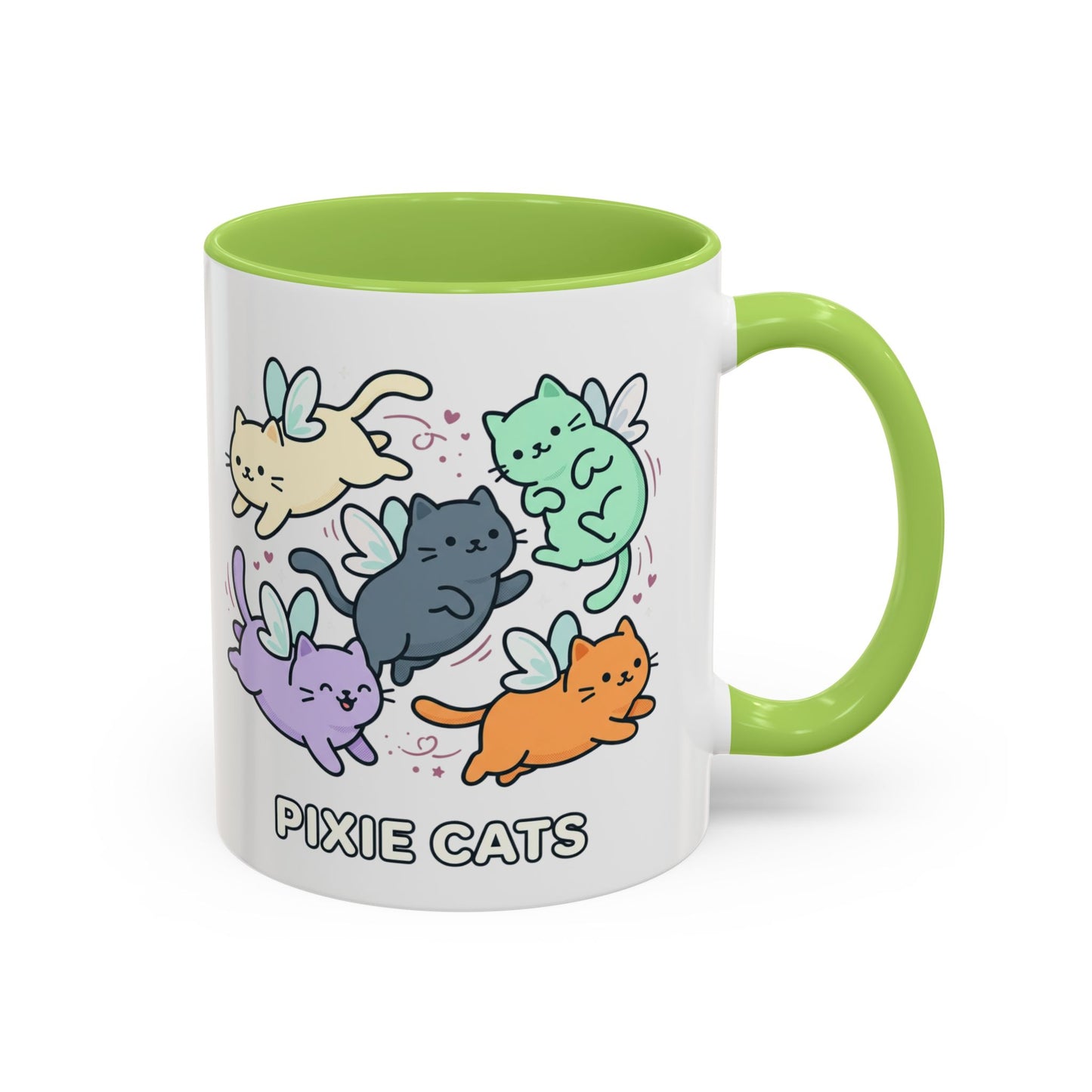 Pixie Cats Accent Coffee Mug — Cute Flying Kitten Illustration (11/15 oz)