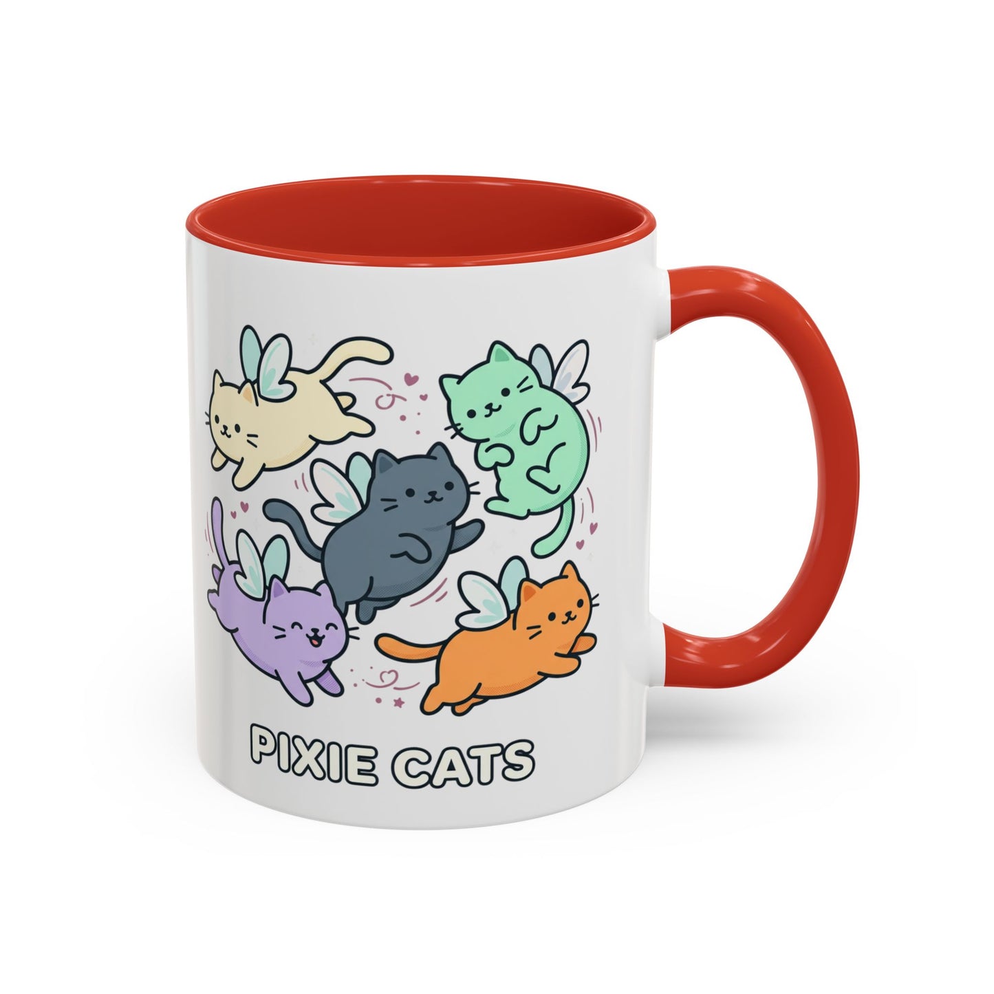 Pixie Cats Accent Coffee Mug — Cute Flying Kitten Illustration (11/15 oz)