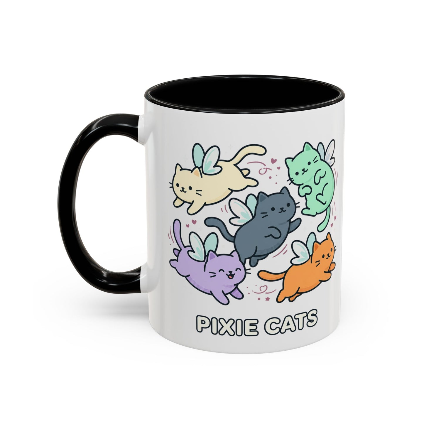 Pixie Cats Accent Coffee Mug — Cute Flying Kitten Illustration (11/15 oz)