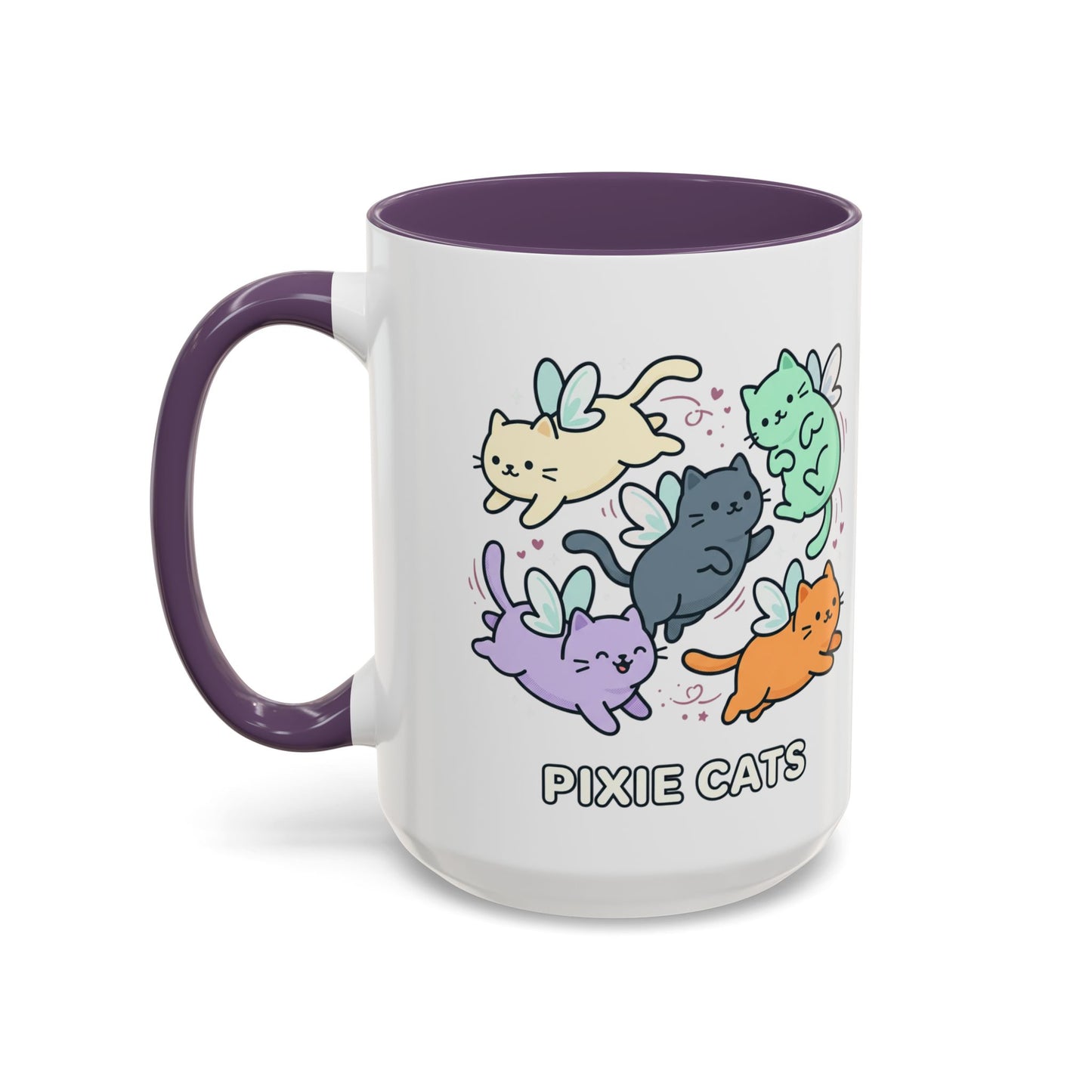 Pixie Cats Accent Coffee Mug — Cute Flying Kitten Illustration (11/15 oz)
