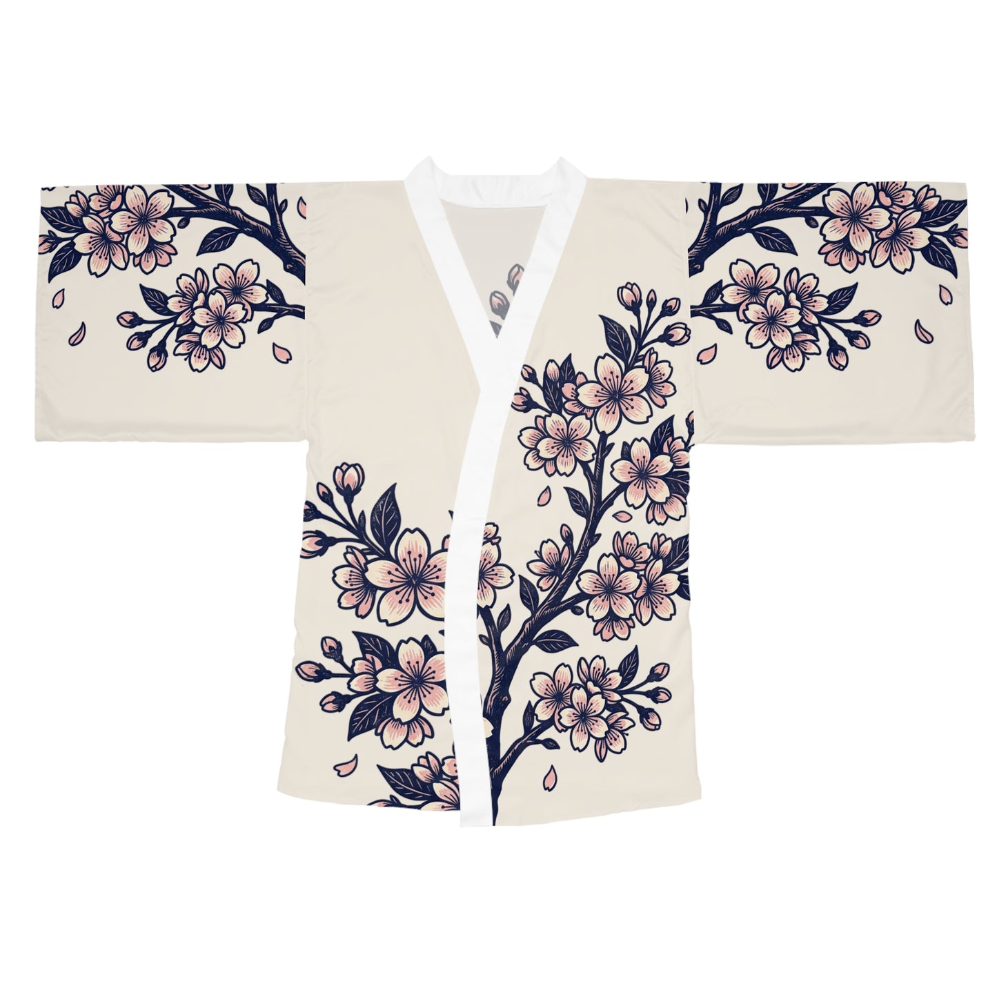Cherry Blossom Kimono Robe — Floral Long Sleeve Lounge Kimono