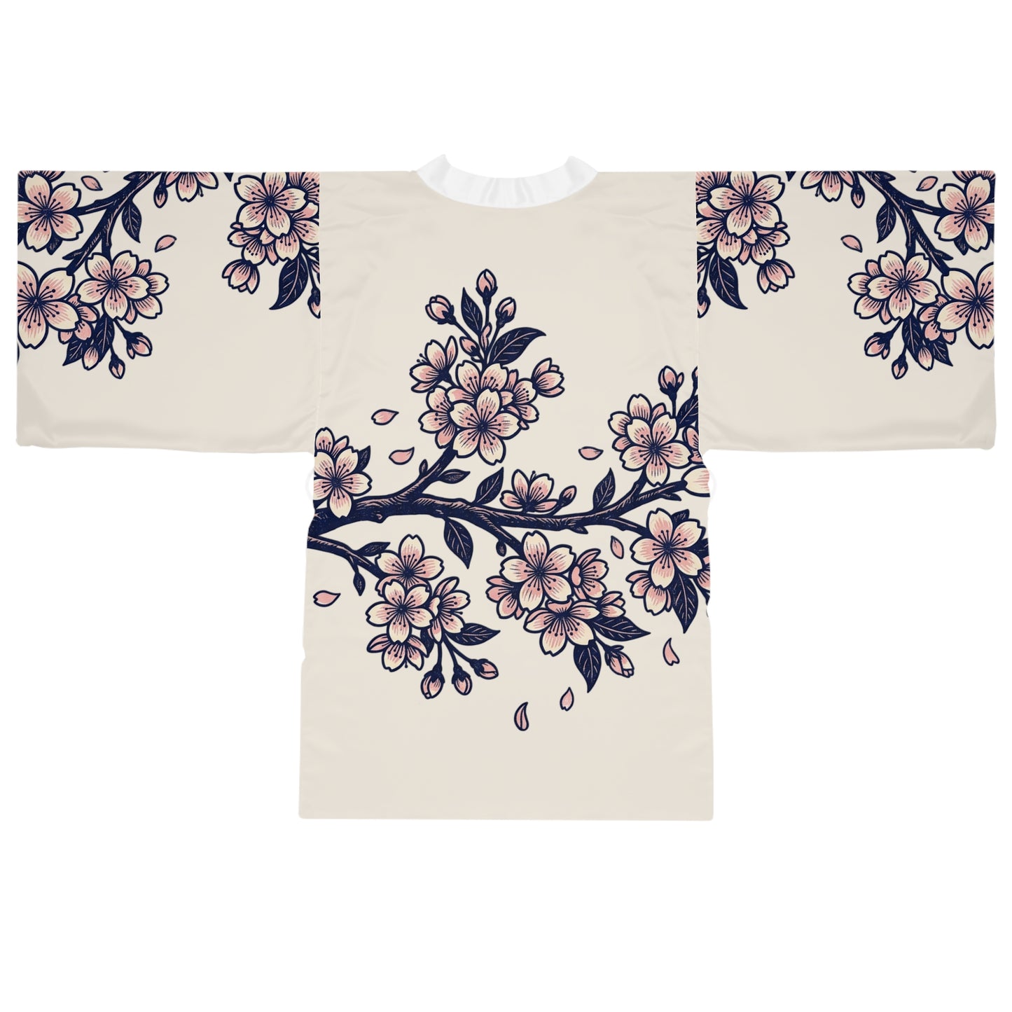 Cherry Blossom Kimono Robe — Floral Long Sleeve Lounge Kimono