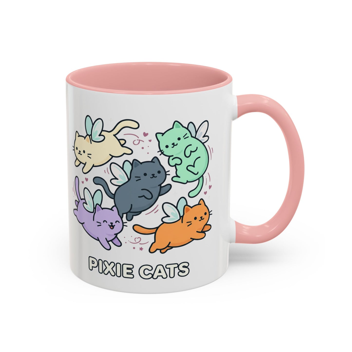 Pixie Cats Accent Coffee Mug — Cute Flying Kitten Illustration (11/15 oz)