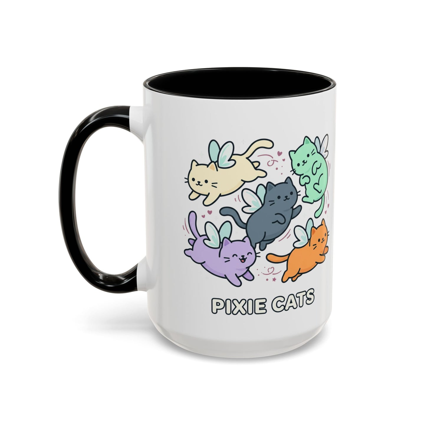 Pixie Cats Accent Coffee Mug — Cute Flying Kitten Illustration (11/15 oz)