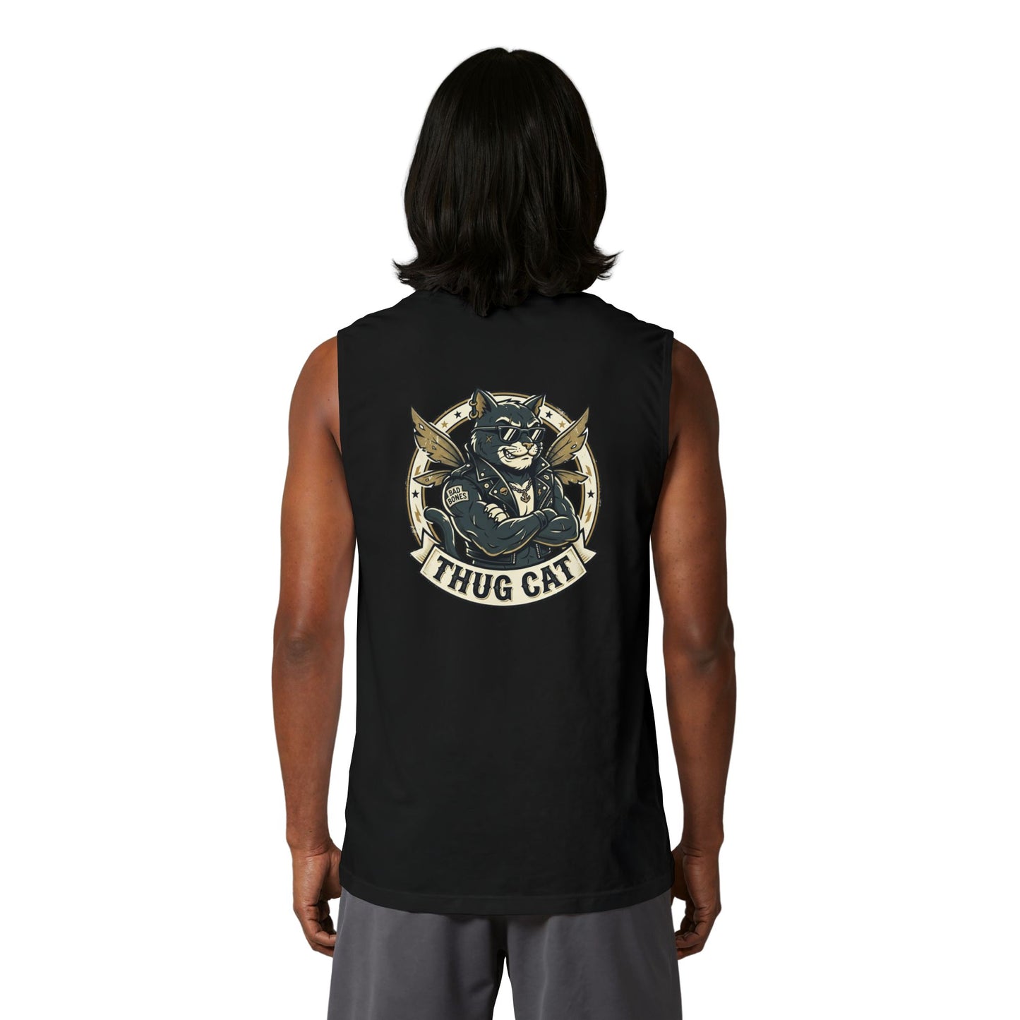Thug Cat Muscle Tank — Retro Badass Cat Graphic Tank Top