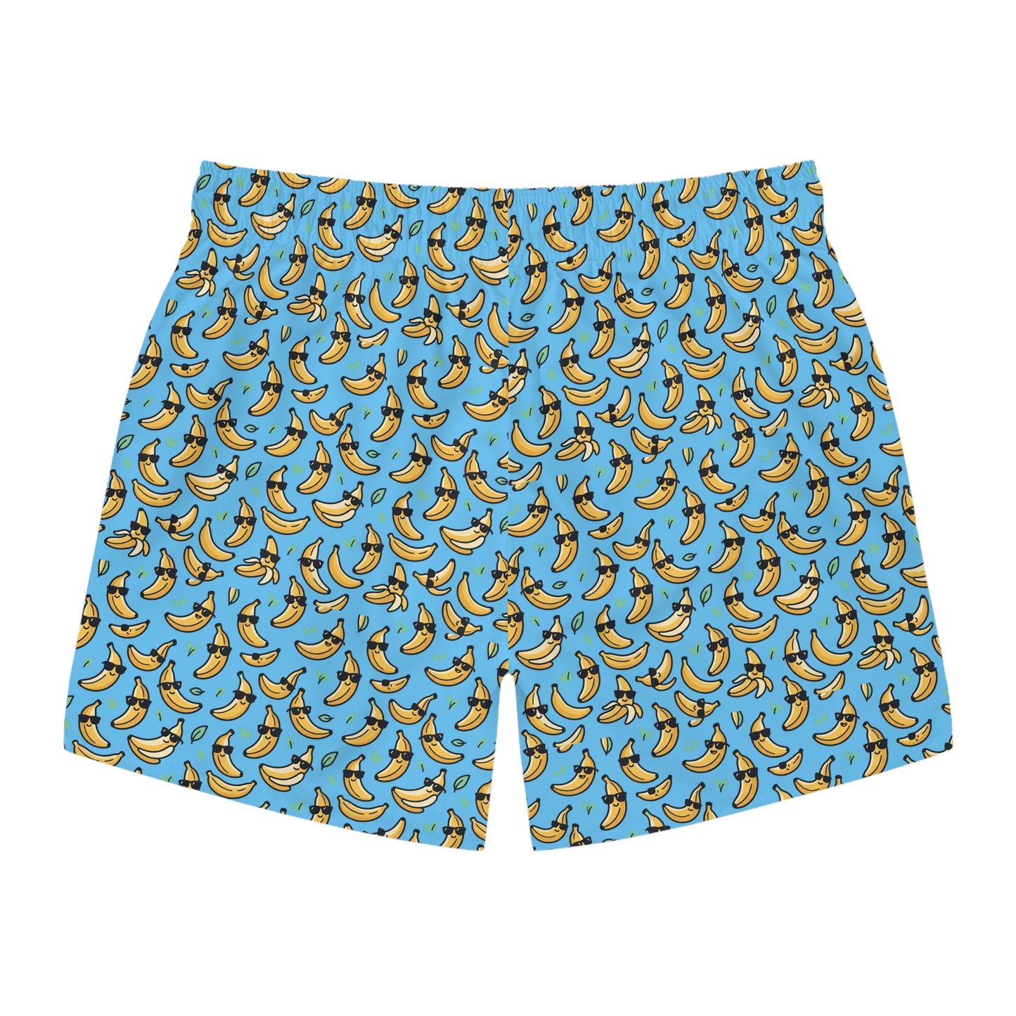 Banana Pattern Swim Trunks — Fun Blue All-Over-Print Beach Shorts
