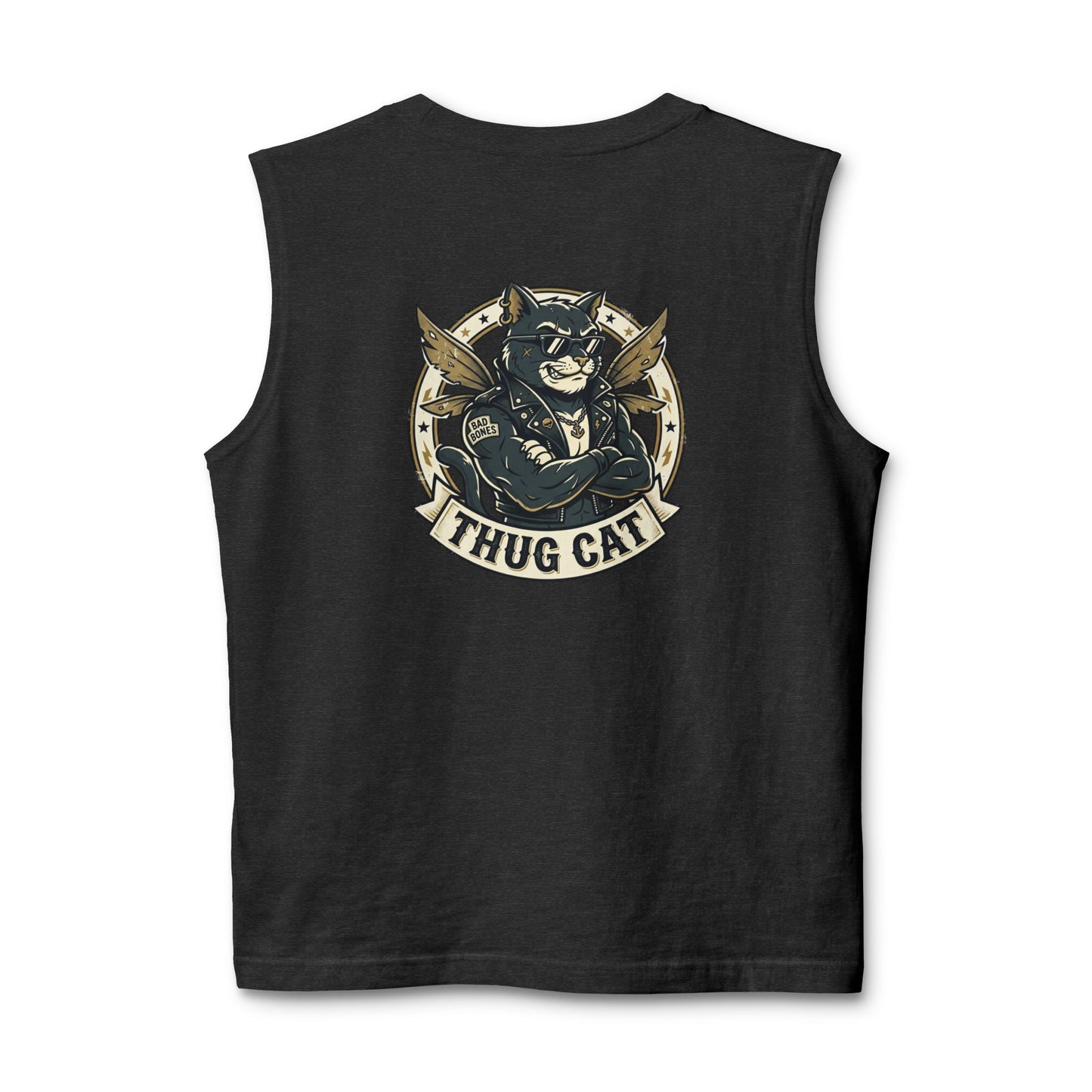 Thug Cat Muscle Tank — Retro Badass Cat Graphic Tank Top