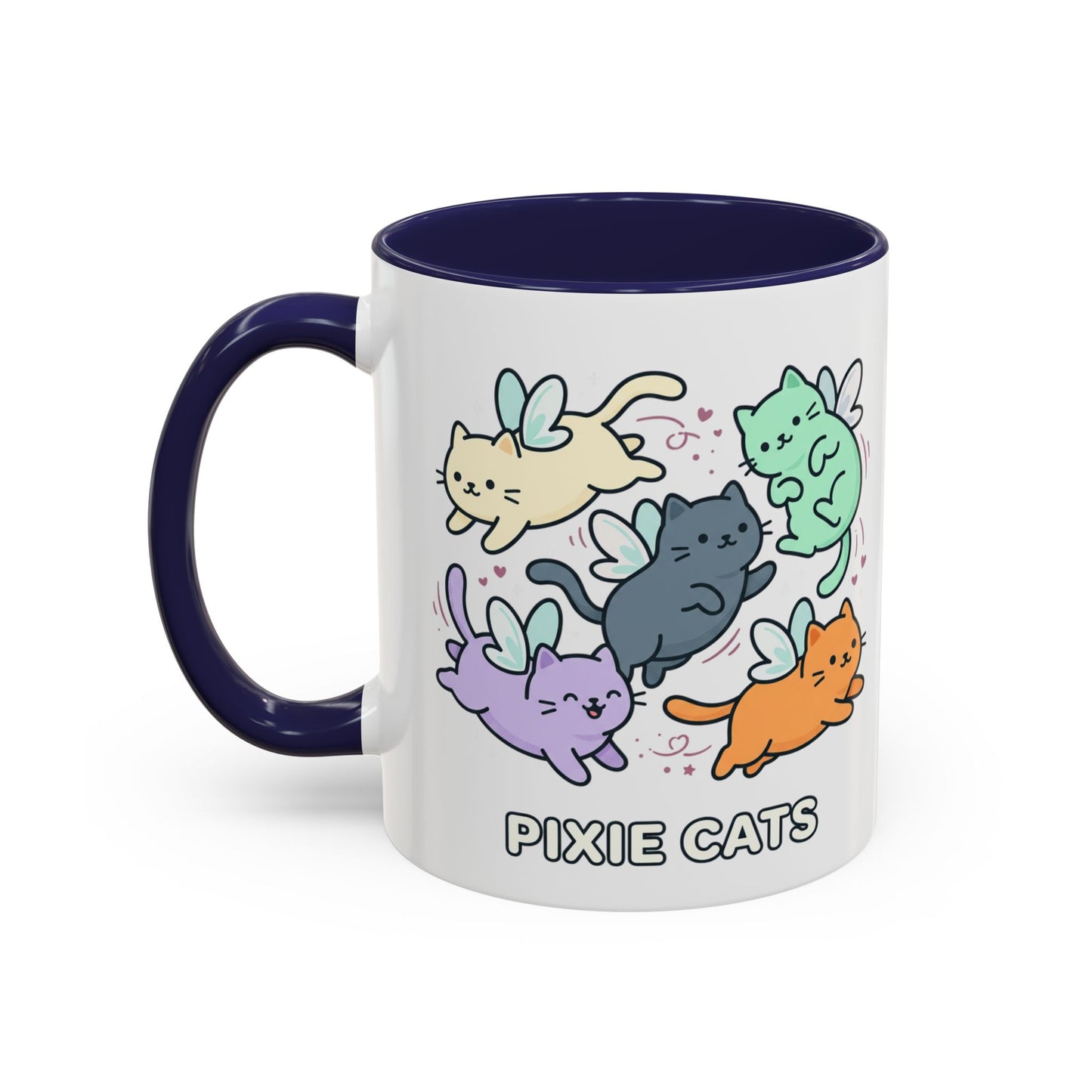 Pixie Cats Accent Coffee Mug — Cute Flying Kitten Illustration (11/15 oz)
