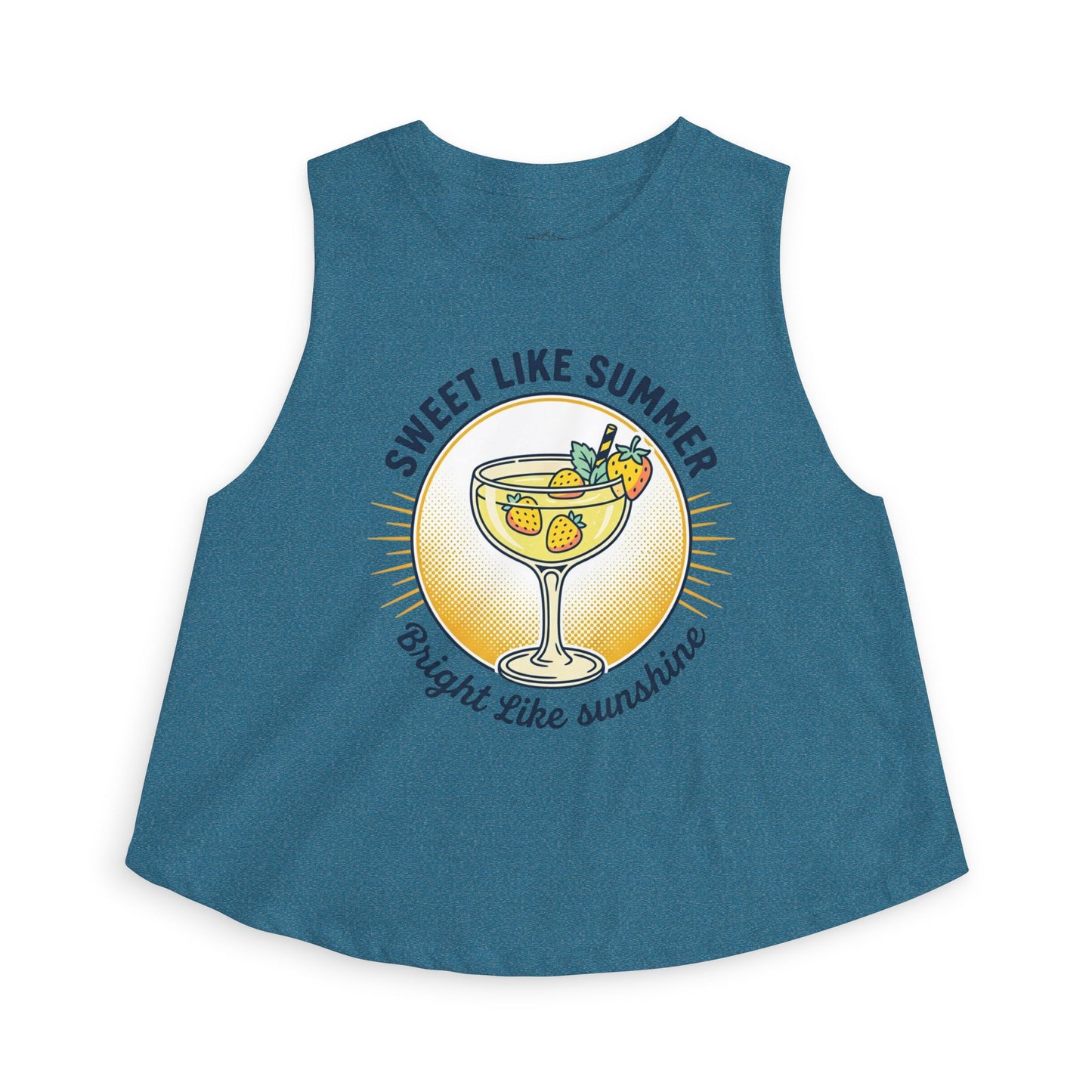 Crop Top — "Sweet Like Summer, Bright Like Sunshine" Lemon Cocktail Graphic