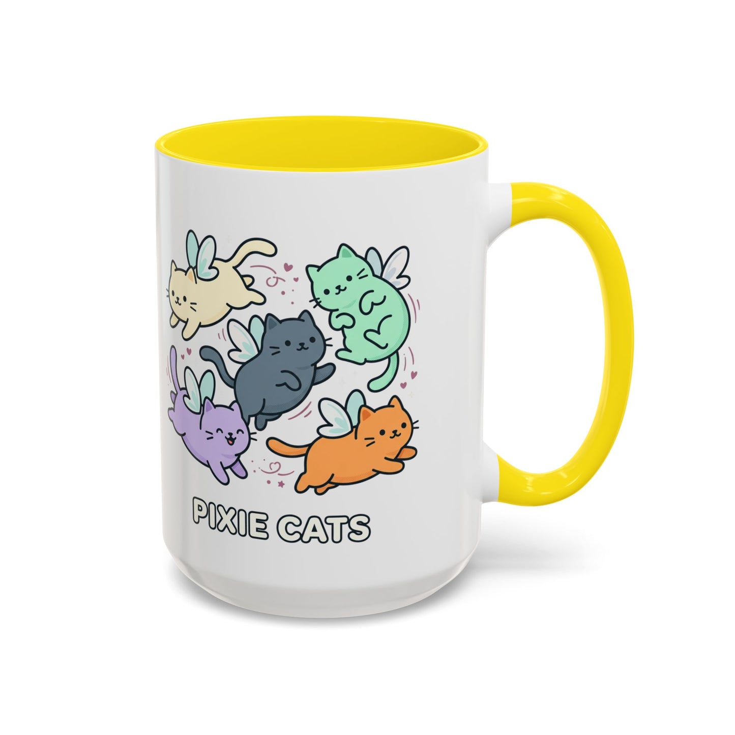 Pixie Cats Accent Coffee Mug — Cute Flying Kitten Illustration (11/15 oz)