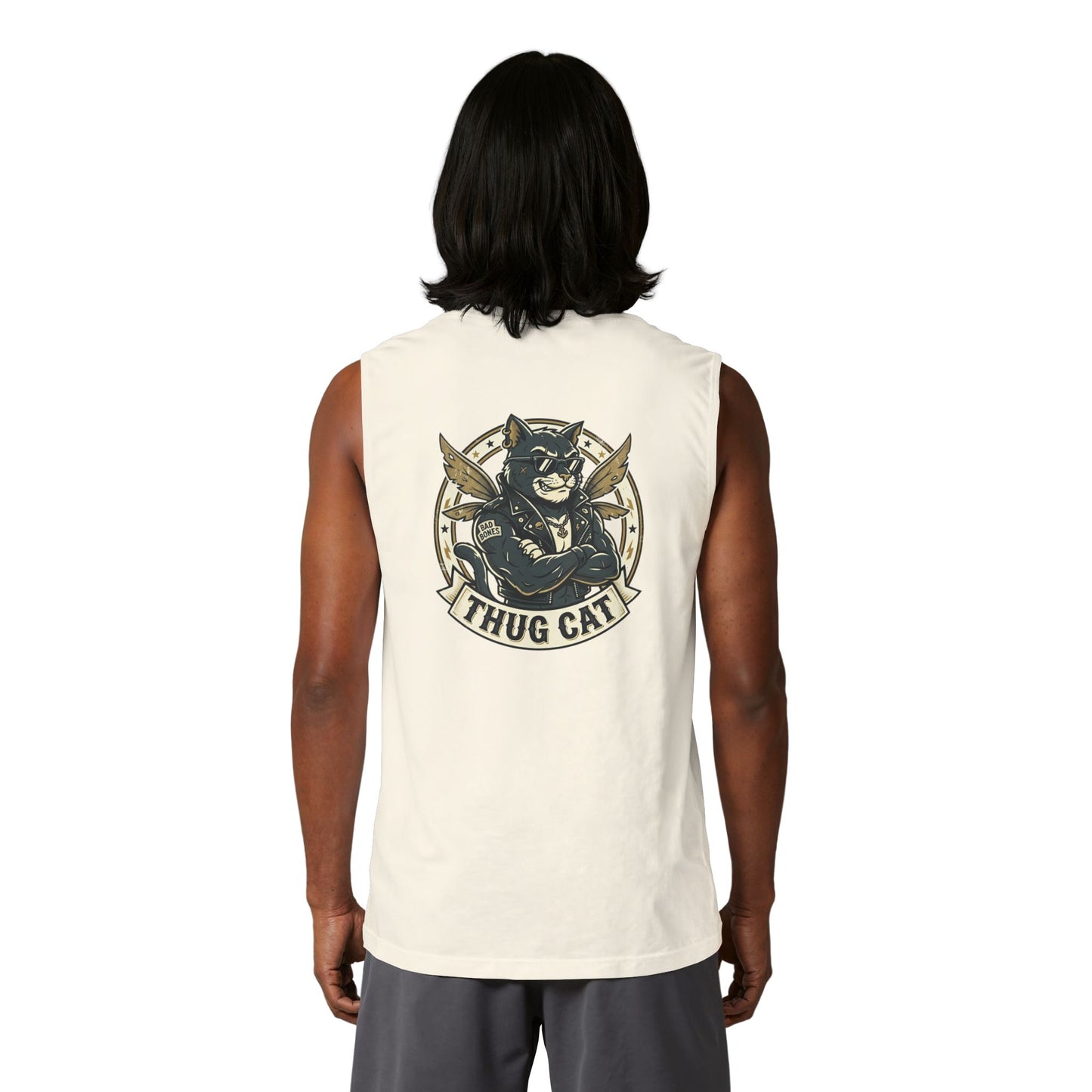 Thug Cat Muscle Tank — Retro Badass Cat Graphic Tank Top