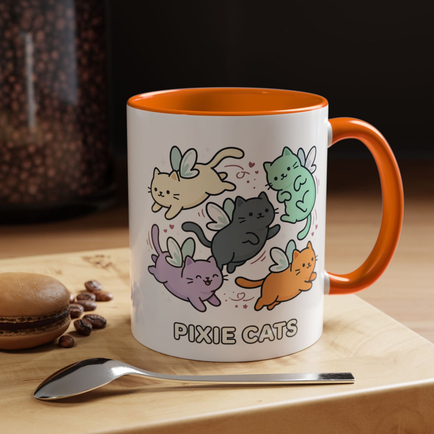 Pixie Cats Accent Coffee Mug — Cute Flying Kitten Illustration (11/15 oz)