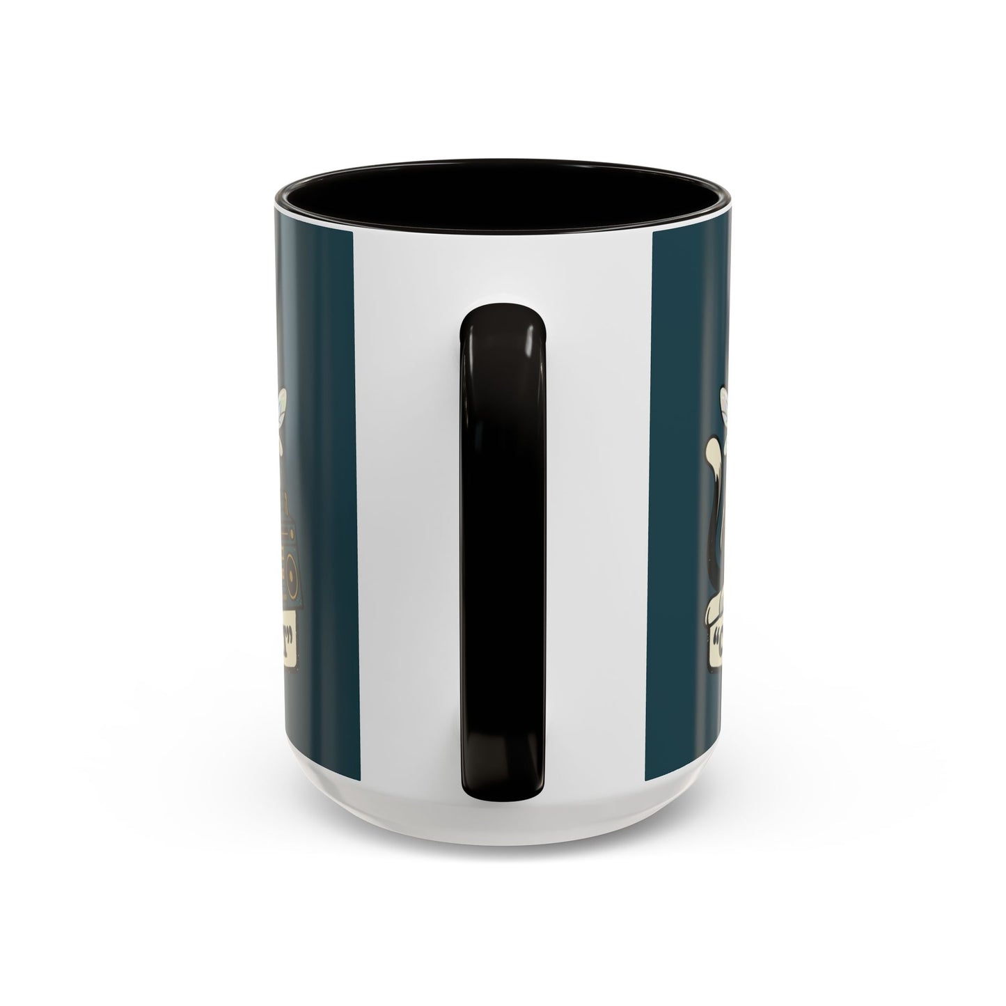 Cool Cat Coffee Mug — Retro Cat with Sunglasses & Boombox (11oz/15oz)
