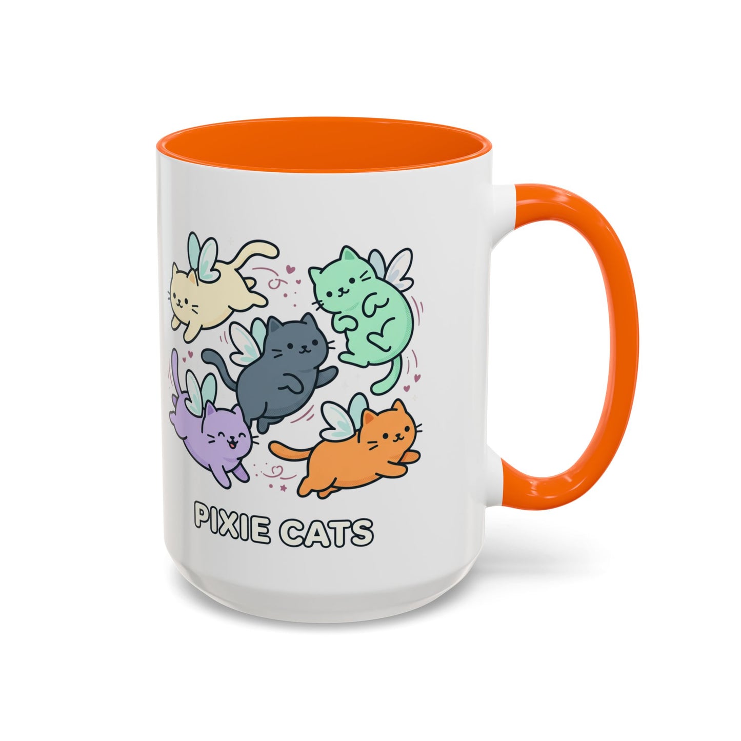 Pixie Cats Accent Coffee Mug — Cute Flying Kitten Illustration (11/15 oz)
