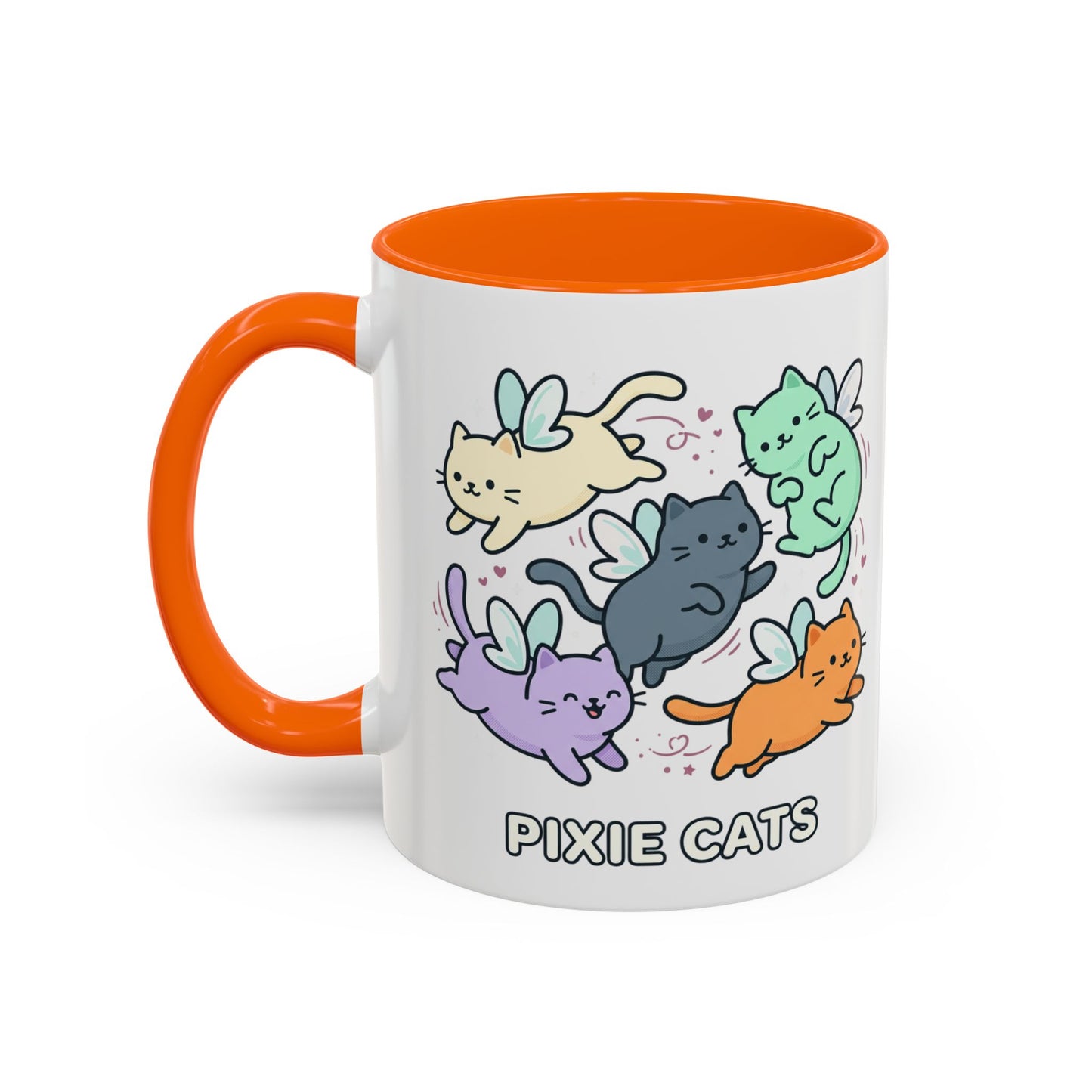 Pixie Cats Accent Coffee Mug — Cute Flying Kitten Illustration (11/15 oz)
