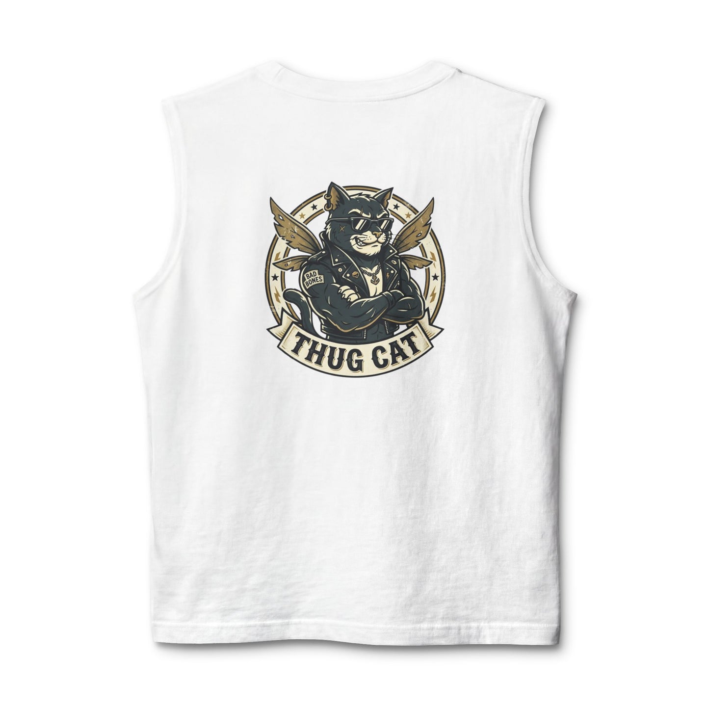 Thug Cat Muscle Tank — Retro Badass Cat Graphic Tank Top