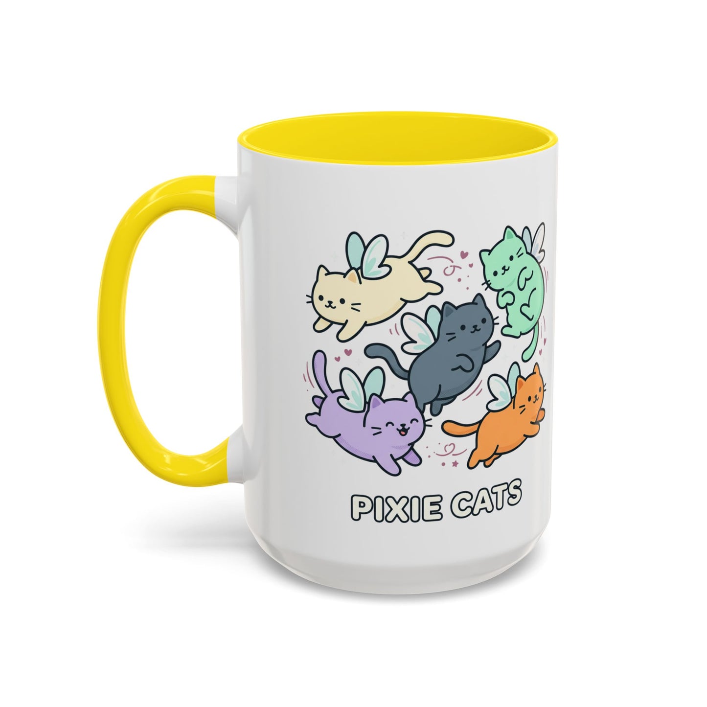 Pixie Cats Accent Coffee Mug — Cute Flying Kitten Illustration (11/15 oz)