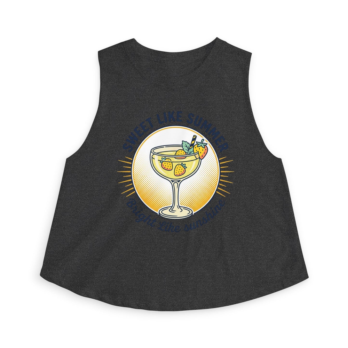 Crop Top — "Sweet Like Summer, Bright Like Sunshine" Lemon Cocktail Graphic