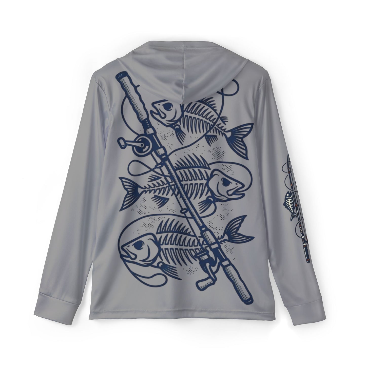 Fishing Rod Skeleton Fish Hoodie – Men's Lightweight Sports Warmup Pullover