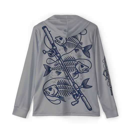 Fishing Rod Skeleton Fish Hoodie – Men's Lightweight Sports Warmup Pullover